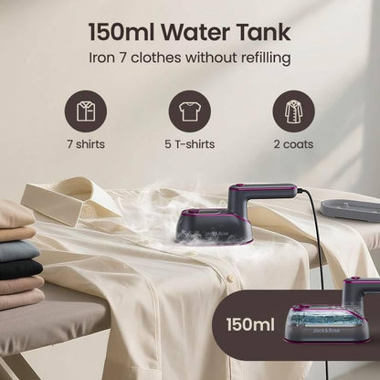 Jack ＆ Rose Travel Steamer Iron for Clothes,1200W Iron Steamer,Portable Handheld Travel Size Steamer Iron,8S Fast Heat-Up，Large Ceramic Heat Panel,