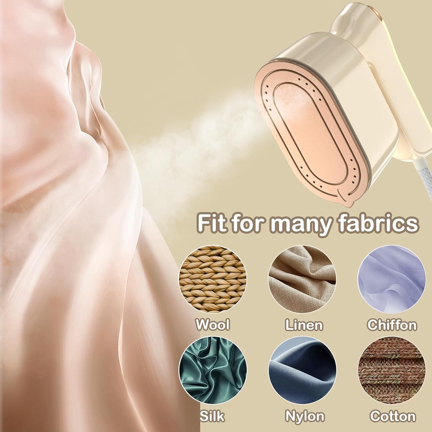 Travel Steamer Iron for Clothes Mini - Portable Ironing Machine Travel Small Size Portable Steamer Travel College Dorm Home Essentials (Beige)