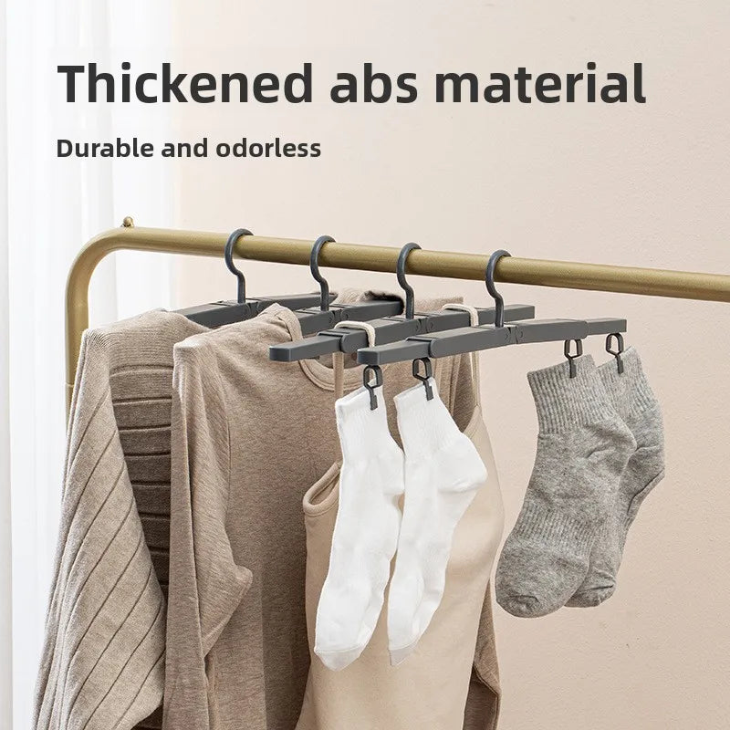 Portable Folding ABS Clothes Hanger Travel Business Trip Multifunctional Compact Storage Drying Rack Clip Telescopic Set Set