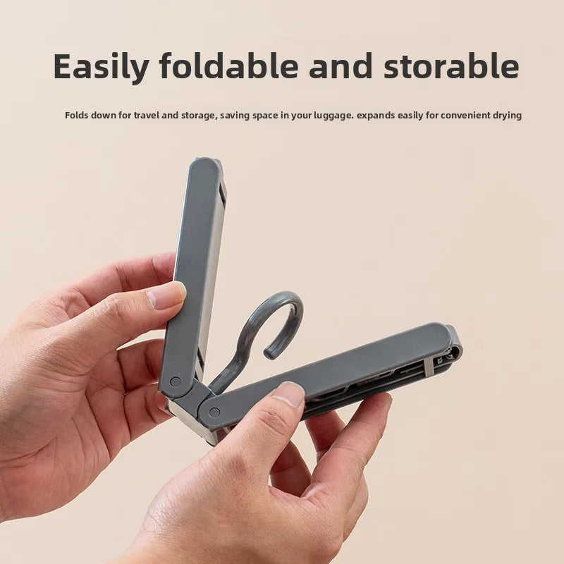 Portable Folding ABS Clothes Hanger Travel Business Trip Multifunctional Compact Storage Drying Rack Clip Telescopic Set Set