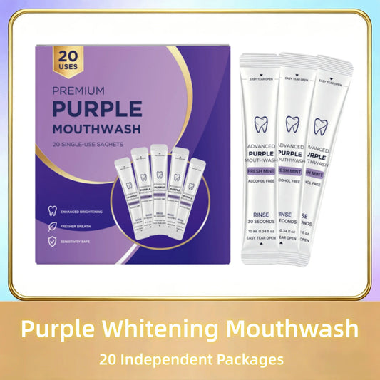 Purple Whitening Mouthwash Correct Teeth Color Reduce Yellowing Fresh Breath Protect Gum Health Dating Travel Portable Mouthwash